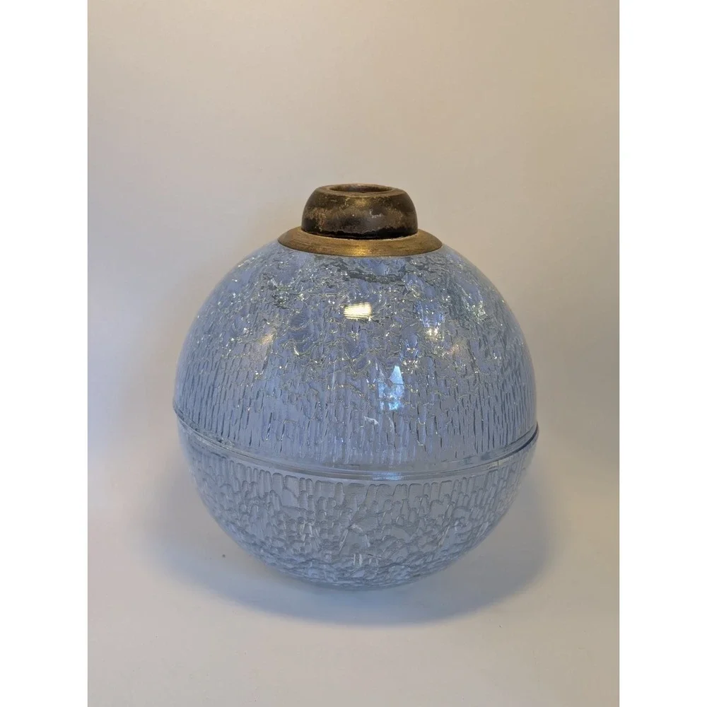 Textured Glass Orb Jar Periwinkle Lavender Neoteric‎ Spherical Decorative Vessel